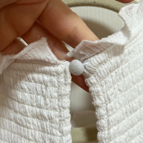 Urban Outfitters UO Sandra Ruffle Midi Maxi Dress Smocked Tiered Gauzy White M - Picture 10 of 14